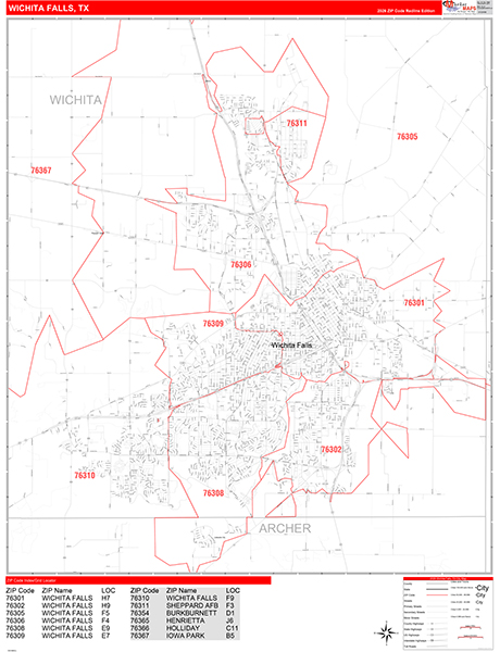Wichita Falls, TX Zip Code Map